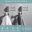 Angle Simple Swivel Towel Hooks, SUS 304 Stainless Steel Foldable Robe Hand Towel Holder for Bathroom Kitchen Wall, Brushed Nickel, 2 Pack by CozyNest Decor