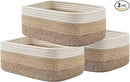 Small Woven Basket, 13.5 x 9.5 x 5 Inches, Storage Basket for Organizing, Cute Small Rope Shelf Closet Cube Storage Bins Baskets for Shelves, Dog Toy Gift Baskets Empty, 3 Pack Gradient Brown by TinyTreasures Baby Boutique