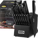 McCook® Premium Black Knife Sets,German Stainless Steel Kitchen Knives Block Set with Built-in Sharpener by CozyNest Decor