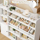 Toy Storage Organizer, 55” Wide Toy Organizers and Storage with 8 Storage Cubbies & 6 Toy Bins, Large Toy Box with Bookshelf, Playroom Storage for Playroom, White by CozyNest Decor