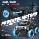 Hikole 24V 4x4 Ride on Toys for Big Kids - 4WD/2WD Switchable 2 Seater Battery Car with Remote Control, 4x200W Motors, 5 Mph Max Speed, Music, Electric Car for Boys Girls, Black by TinyTreasures Baby Boutique