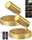 EZVALO LED Spotlight Indoor, 5500mAh Rechargeable Battery Uplighting Indoor, Wireless Mini Art Accent Spot Lights with Remote, for Plants Display Painting Dartboard Artwork Portrait Closet(2Pack-Gold) by CozyNest Decor