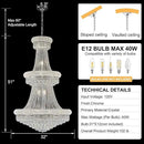 31 - Light Large Empire Crystal Chandelier for High Ceiling Foyer Entryway Staircase Living Room Dining Room Chrome Finish by CozyNest Decor
