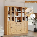 71" Tall Bookshelves Set of 3, 1 Bookcase with Drawers & 2 Bookshelves with Doors, Wooden Floor Standing Display Storage Shelves for Home Office, Living Room by CozyNest Decor