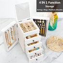 Meangood Jewelry Box Wood for Wowen, 5-Layer Large Organizer Box with Mirror & 4 Drawers for Rings, Earrings, Necklaces, White by TinyTreasures Baby Boutique