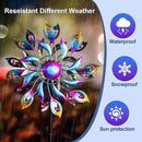 360°Peacock Solar Wind Spinner with Lights Blue Metal Garden Outdoor Decor Yard Lawn Art Decor for Patio Kinetic Windmills Unique Gifts for Friends and Family 51.9' H x 12.2'' Dia by CozyNest Decor