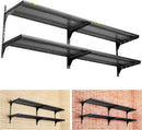 2-Pack×2 Tier 1.3x3ft Garage Shelving Wall Mounted, 800 lbs Load Capacity，15.6x36inch per Shelf Height Cassette Adjustable Floating Shelves（Total 4pcs）(Black) by GreenHaven Gardens