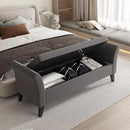 Furniliving 51” Bedroom Bench, End of Bed Bench with Button-Tufted Large Upholstered Storage Bench Ottoman Velvet Window Bench with Storage Shoe Cabinet Bench, for Bedroom, Entryway, Closet, Grey by CozyNest Decor