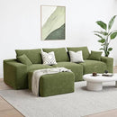 LIKIMIO 120" Modern L-Shaped Modular Sectional Sofa for Living Room, Corduroy Upholstery Green, Oversized 3-Seater Couch with Deep Seat and Movable Ottoman – No Assembly by CozyNest Decor