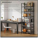 4NM No Assembly Foldable Bookshelf, 6-Shelf Collapsible Bookcase Storage for Small Spaces, 74" H, All Black by CozyNest Decor