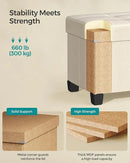 SONGMICS Storage Ottoman Bench, Foldable Foot Rest with Legs, 15 x 43 x 15.7 Inches, End of Bed Bench, Storage Chest, Load up to 660 lb, for Living Room, Bedroom, Entryway, Cream White ULSF018W01 by CozyNest Decor