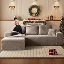 HYJT-H&K Modular Sectional Sofa Cloud Couch, 107" Comfy L Shaped Sectional Couches for Living Room, Deep Seat Memory Foam Plush Fluffy Corduroy Boneless Couch Sectionals Left Facing Sofa Chaise Brown by CozyNest Decor
