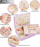 Girls Jewelry Box Earring Holder Organizer for Girls Earring Organizer Teen Jewelry Box Organizer for Girls Purple jewelry Boxes for Earrings Necklaces Rings Stud Earrings Box Organizers Teens by TinyTreasures Baby Boutique
