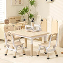 Height-Adjustable Kids Table and Chairs, 31.5''L x 23.6''W Toddler Table and 4 Chairs Set with Anti-Slip Foot Covers, Children Activity Table for Ages 2-10, Graffiti Desktop by CozyNest Decor