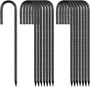 Ground-Stakes-Heavy-Duty-12 inch, J-Hook Rebar Stakes Black Coated Anti-Rust 16pcs Garden Stakes Metal Ground Anchors for Garden Dog Fence Chicken Coop Christmas Decorations Deer Fence by CozyNest Decor