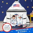 W&O Space Shuttle Explorer Tent with Blast-Off Button, LED Lights & 3 Space Toys – Rocket Ship Play Tent for Kids Ages 3-5 by TinyTreasures Baby Boutique