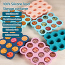 Baby Food Storage 12 x 1.5OZ Silicone Freezer Tray with Lid, Food Grade Silicone Containers for Purees & Vegetables Midnight Blue by TinyTreasures Baby Boutique