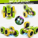 Remote Control Car, RC Car Toys for 6-12 Year Old Boys, Off Road RC Stunt Car 4WD 360° Rotating Remote Control Car for Kids, Boys Girls Gifts for Birthday, Christmas Yellow&Green by TinyTreasures Baby Boutique