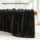 BEDELITE Faux Fur Throw Blanket for Couch, Soft and Cozy 3D Ribbed Fluffy Blanket, Thick Warm Plush Fuzzy Faux Rabbit Fur Blanket for Women Gift (Black, 50"x 60") by CozyNest Decor