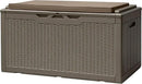 Devoko 100 Gallon Deck Box, Waterproof Resin Outdoor Storage Box with Cushion for Outside, Large Outdoor Storage Bench Cabinet Lockable for Patio Furniture and Garden Tools (Brown) by GreenHaven Gardens
