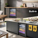 24 Inch Beverage Refrigerator, 5.2 Cu. Ft. Drink Refrigerator with Glass Door, 200 Cans Under Counter & Freestanding Drink Fridge, Reversible Door, Built-In Beverage Cooler for Kitchen, Bar or Office. by CozyNest Decor