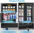 Beverage Refrigerator Cooler, 17 Inch 120 Cans Freestanding Mini Fridge with Glass Door, Adjustable Shelves and LED Light, Small Drink Fridge Counter-top Beer Fridge for Bedroom Office Bar by CozyNest Decor