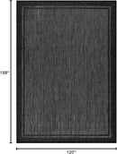 CAMILSON Indoor Outdoor Rug, 10x14 Bordered Dark Grey Black Modern Large Area Rugs for Indoor and Outdoor Patios, Kitchen and Hallway Mats, Washable Porch Deck Outside Carpet (Bordered Black, 10 x 14) by CozyNest Decor