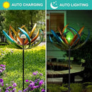 Large Solar Wind Spinners for Yard and Garden-82.6 Inch 360° Metal Wind Sculptures Outdoor Clearance Kinetic Windmills with Multi Color Led Glass Ball by GreenHaven Gardens