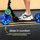 Aero Big Wheels Kick Scooter for Kids 6+, Teens & Adults | Light Up Wheels, Hand Brake, Rubber Deck Mat & Shock Absorption | Foldable & Height Adjustable by TinyTreasures Baby Boutique