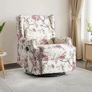 UIXE Swivel Rocker Manual Recliner Chair, Wingback Swivel Glider Fabric Nursery Reclining Sofa Chair, High Back Upholstered Arm Chair for Living Room Bedroom - Beige Floral by CozyNest Decor