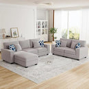 L Lengend Vansen Modular Sectional Sofa U Shaped Couch with Ottoman Modern Reversible Corner Sectional Couch for Living Room (Light Grey, 2+3 with Ottoman) by CozyNest Decor