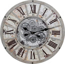 Unique Moving Gear Large Wall Clock 21inch-Battery Powered. Retro Industrial Steampunk Country Farmhouse Decor for The Living Room Kitchen Bars cafes Offices(whith/metal/21) by CozyNest Decor