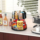 Snack Organizer - Versatile Snack Storage 2 Tier Lazy Susan with Convenient Grab-and-Go Design, Metal Snack Holder for Home, Office, Breakroom, 11.85" L x 11.85" W x 13.3" H (Matte Black) by CozyNest Decor