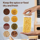 52oz Airtight Glass Square Storage Canister with Bamboo Lid Set of 3 (1550ml) Container Stackable Spice Jar, Kitchen Canister for Flour, Cookies, Cereal and Coffee beans (‎with Black Lable) by CozyNest Decor