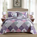 NEWLAKE Quilt Bedspread Sets-Floral Checkered Pattern Reversible Coverlet Set,King Size by CozyNest Decor