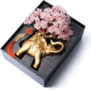 Rose Quartz Crystal Money Tree on Gold Elephant Statue, 17”Large Gemstone Bonsai Tree of Life Home Décor Gifts for Wealth Positive Energy, Feng Shui Décor by GreenHaven Gardens