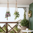 Jute Macrame Plant Hanger Indoor Set of 2 Hanging Planter Basket Flower Pot Holder with Decorative Wood Beads & No Tassels for Indoor Outdoor Boho Home Decor, 35 Inch Brown (Pots Not Included) by GreenHaven Gardens
