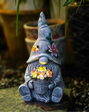 Goodeco Sitting Gnome Holding Flower Statue - Solar Garden Gnomes Decor for Outside with LED Lights, for Women or Moms, Housewarming Gnome Decorations by CozyNest Decor