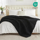 Carriediosa Chunky Knit Throw Blanket 60" X 80" Twin, 100% Hand Made Large Chenille Loop Yarn Soft Fluffy Throws for Couch Sofa Bed, Big Crochet Cozy Heavy Thick Cable Woven Blankets, Black by CozyNest Decor