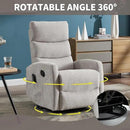 Manual Swivel Rocker Recliner Chair for Adults, Overstuffed Reclining Glider Chair for Nursing with Vibration Massage & Heat, Living Room Rocking Recliner 3-Stage backrest, Chenille Fabric Light Gray by CozyNest Decor