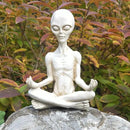 White Alien Statue, Resin Yoga Pose Alien Figure, 6.3" H Creative Yoga Alien Statue of The Thinker for Home Offcie Garden Decor Supplies by GreenHaven Gardens