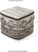 REDEARTH · Tufted Pouf Ottoman with Filler Textured Storage Cube Bean Bag Pouffe Footrest for Indoor; 100% Cotton (17.5"X17.5"X17.5", Black Jasper) by CozyNest Decor