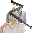 Clothes Drying Rack Wall Mounted, Laundry Drying Rack Collapsible, Space Saving Wall Drying Rack Clothing Foldable, Tri-Fold Retractable Rack Outdoor Indoor with 18 Hooks(Black，Loop-Shape Hooks) by CozyNest Decor