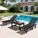 SERWALL Outdoor Coffee Table, HDPE Patio Coffee Table for Outside, Rectangle, Black by CozyNest Decor