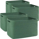 4 Pack Storage Baskets for Organizing, Woven Baskets for Shelves - Perfect for Toys, Books, Towels, and Clothes, Durable Gift Basket Bins Toy Storage, 12.7''L x9''W x7.8''H, Green by CozyNest Decor