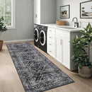 COZYLOOM Rug Runners 2x6 Washable Rugs for Bedroom Hallway Dining Room Living Room, Vintage Rug Non Slip Area Rug Geometric Soft Throw Rugs Low Pile Stain Resistant Carpet, Black by TinyTreasures Baby Boutique