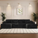 Modular Sectional Sofa Cloud Sectional Couch, 135" Comfy Fluffy U Shaped Black Couches for Living Room, Deep Seat Memory Foam Plush Corduroy Boneless Couch Sectionals with Left Facing Chaise Sofa by CozyNest Decor