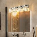 Modern 4-Light Chrome Crystal Bathroom Vanity Light Fixtures by CozyNest Decor