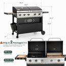 5 Burner Griddle Grill Combo, 2 in 1 Propane Gas BBQ Grill with Porcelain-Enameled Cast Iron Grates & Pan, Outdoor Flat Top Griddle, 695 Sq. In. Propane Barbecue Grill for Patio Backyard Balcony by GreenHaven Gardens