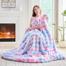 Lotus Karen Faux Fur Throw Blanket Tie-Dye Purple Rainbow - Big Bubble Rabbit Fluff Blanket for Couch, Small Fluffy Fuzzy Cozy Blanket,Thick Furry Plush Shaggy Blankets,50x60 Inches by CozyNest Decor